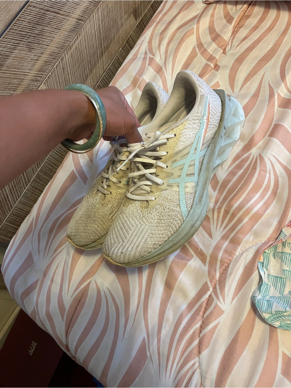 ASICS nova blast Women's Athletic Sneakers in Cream and Light Blue